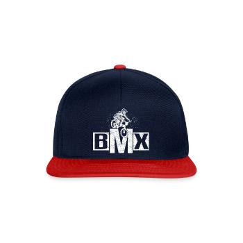 BMX cooles Retro Fan Geschenk Motiv für Junge Mädc - Snapback Cap - Navy/Rot - Vorne