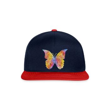 Schmetterling Mandala Frauen Mädchen - Snapback Cap - Navy/Rot - Vorne