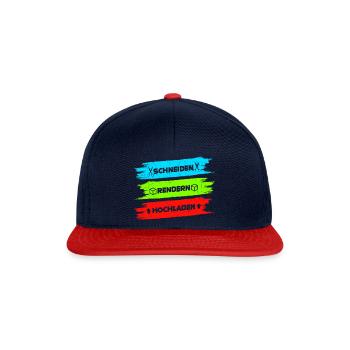 Schneiden Rendern Hochladen - Geschenk für Zocker - Snapback Cap - Navy/Rot - Vorne