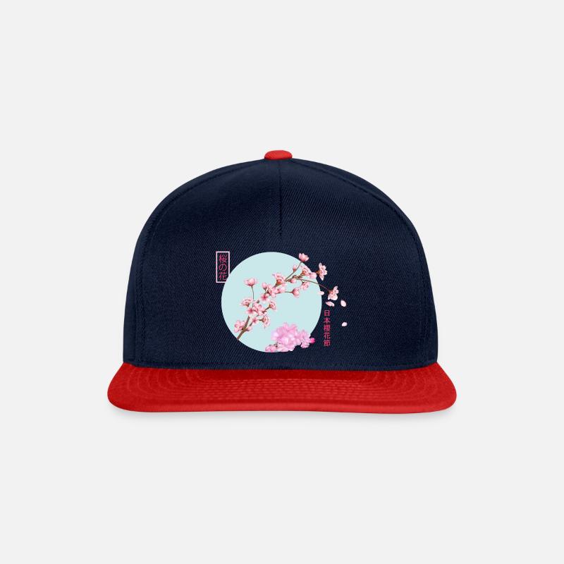 Kirschblütenzweig - Snapback Cap - Navy/Rot