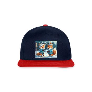 mignon petit renard démon vie quotidienne - jouer - Casquette snapback - bleu marine/rouge - Devant