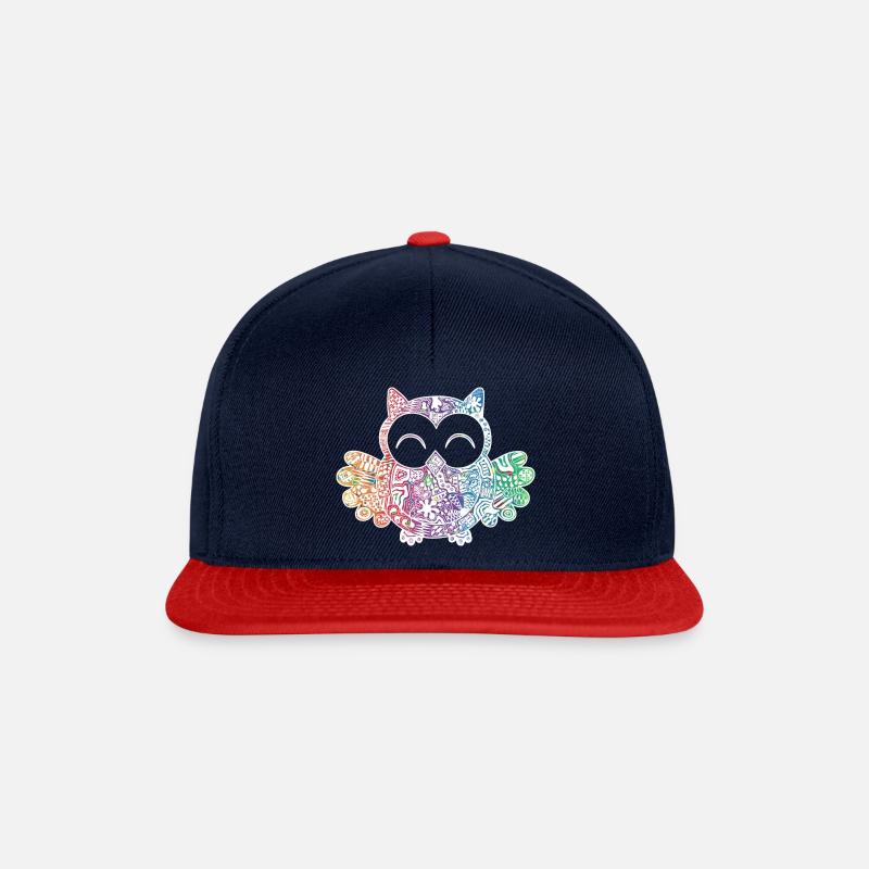 Owli weiß bunt - Snapback Cap - Navy/Rot