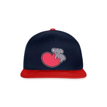 Heart Cute Koala - Snapback Cap - Navy/Rot - Vorne