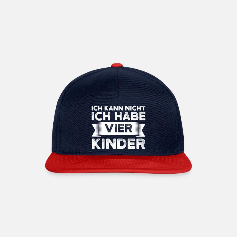 Papa 4 Kinder Papa von 4 Kindern Geschenk - Snapback Cap - Navy/Rot