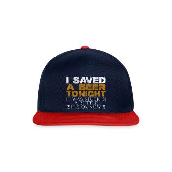I saved a beer tonight, it was stuck in a bottle 3 - Snapback Cap - navy/red - Front