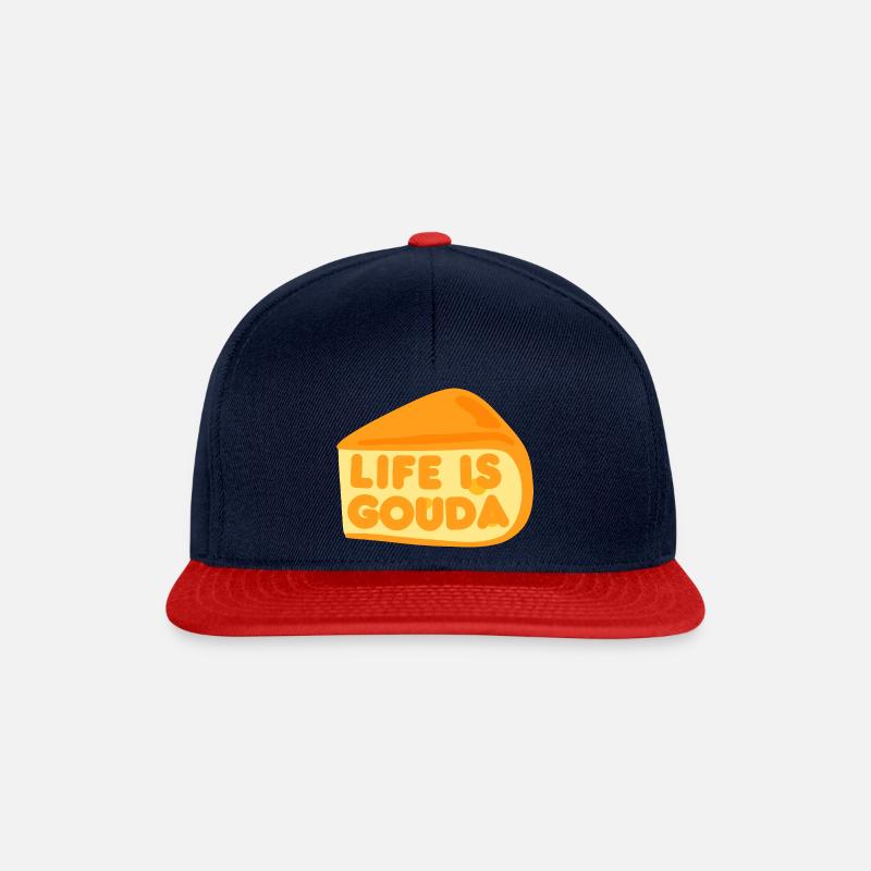 Life is Gouda - Snapback Cap - navy/red