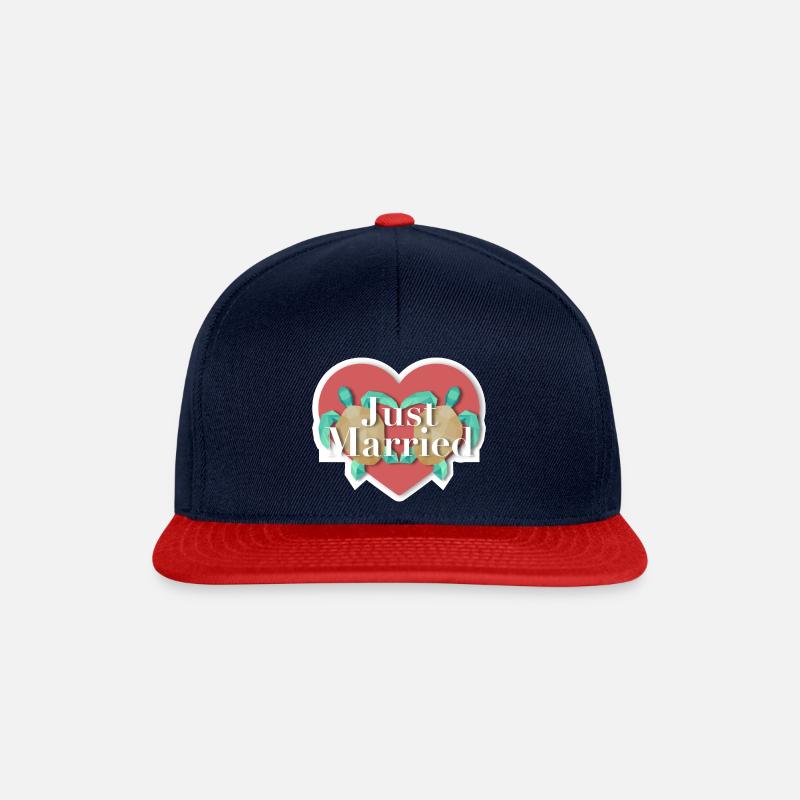 Just Married - turtle - Snapback Cap - navy/red