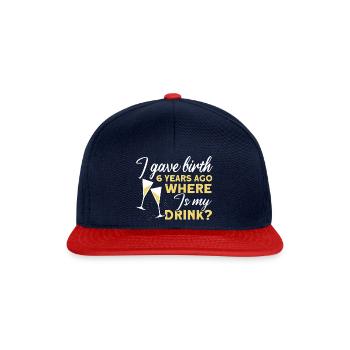 6. Anniversaire Bière Boisson Mère Maman - Casquette snapback - bleu marine/rouge - Devant