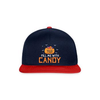 Fill Me With Candy Funny Halloween Pumpkin - Snapback Cap - Navy/Rot - Vorne