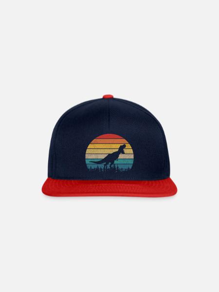 Dinosaurier Dino T-Rex Retro Vintage Geschenk - Snapback Cap - Navy/Rot