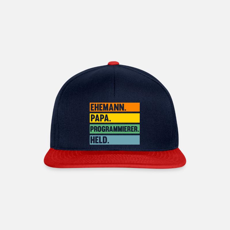Programmieren Entwickler Papa Vater Programmierer - Snapback Cap - Navy/Rot