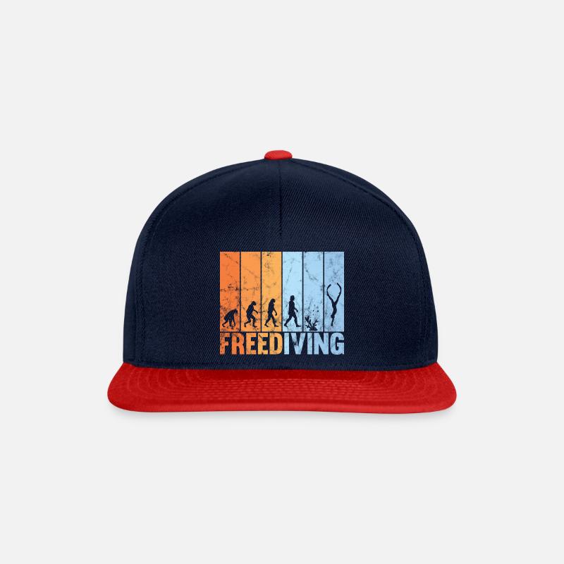 Freitauchen evolution retro motif taucher - Snapback Cap - Navy/Rot