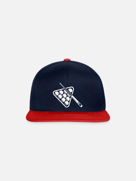 Billard Queue Billardkugeln Billardspieler - Snapback Cap - Navy/Rot