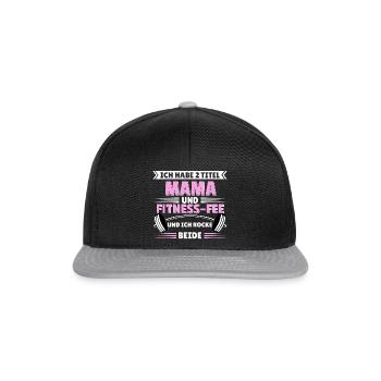 Mama Fitness Fee Gym Spruch Frauen cardio T-shirt - Snapback Cap - Schwarz/Grau - Vorne