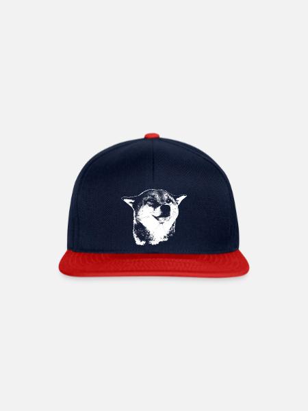 shiba inu - Snapback Cap - Navy/Rot