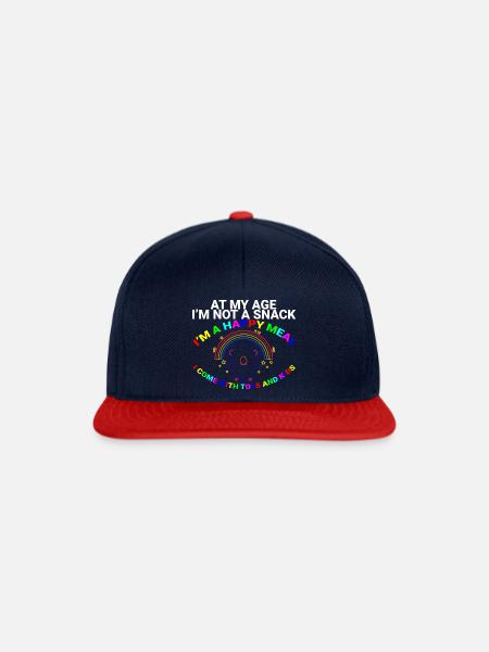 At My Age I'm Not A Snack, I'm A Happy Meal 2 - Snapback Cap - Navy/Rot