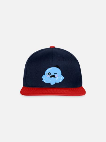 motif poulpe - Casquette snapback - bleu marine/rouge