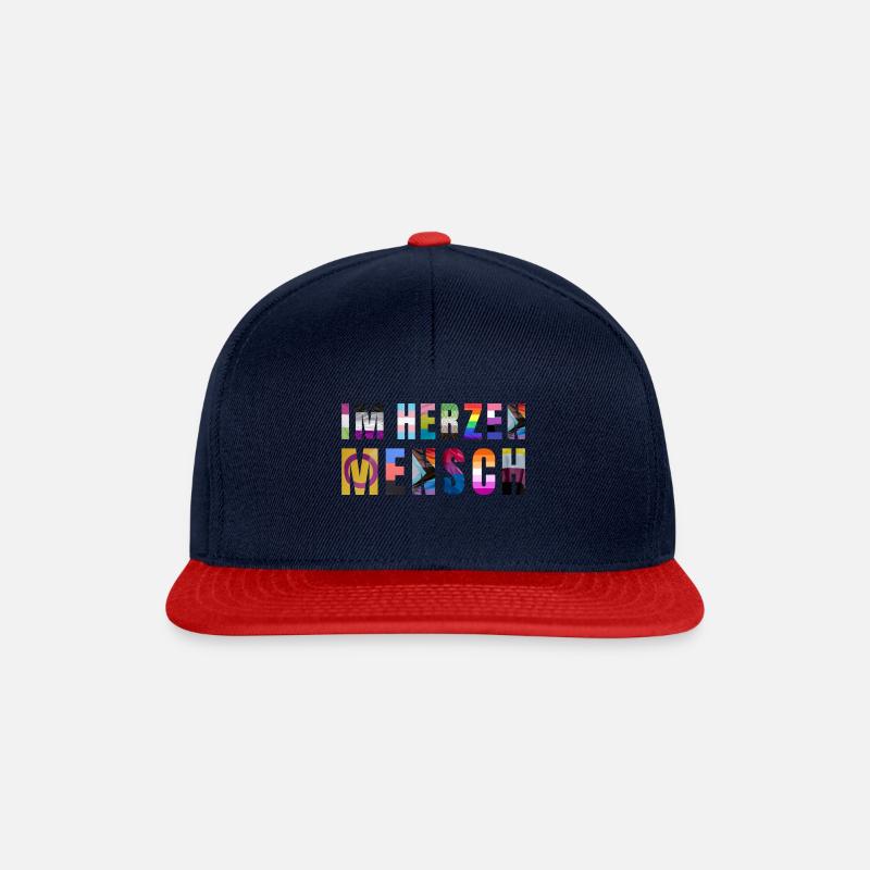 Im Herzen Mensch - Snapback Cap - Navy/Rot