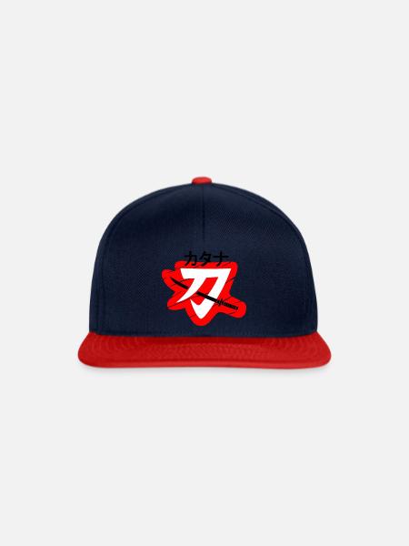 Katana Japanese Sword - Snapback Cap - Navy/Rot