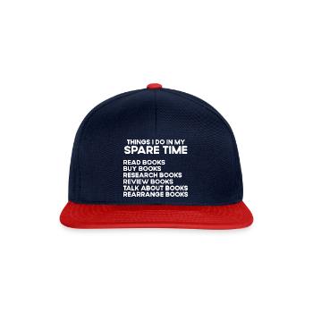 Buch Reading Rezension Bücher Freizeit Buchwurm Bu - Snapback Cap - Navy/Rot - Vorne