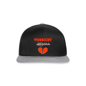 Vorsicht zerbrechlich - Snapback Cap - Schwarz/Grau - Vorne