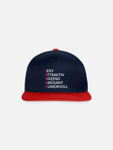 Sarah Name Geschenk - Snapback Cap - Navy/Rot