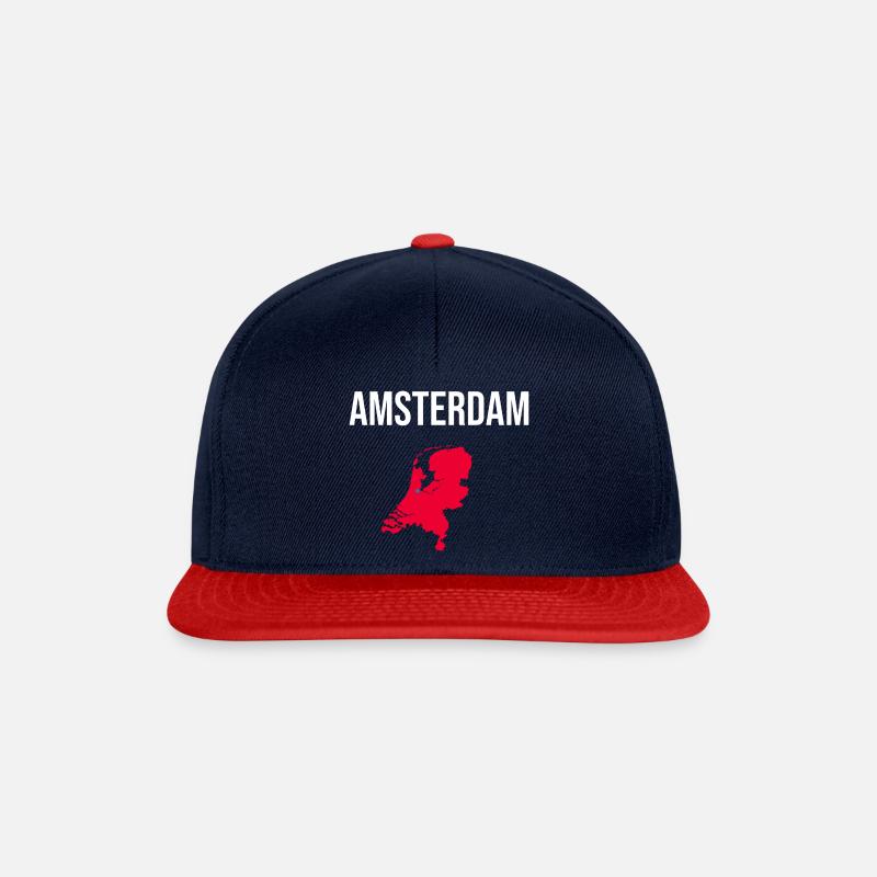 Klassisches Amsterdam Souvenir - Snapback Cap - Navy/Rot