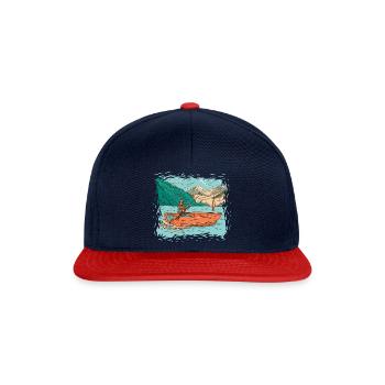 Fischer Fischen Berge Fisch Fischer Fischen Berge - Snapback Cap - Navy/Rot - Vorne