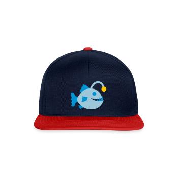 Fish Frogfish Deep Sea Bioluminescence Symbol - Snapback Cap - navy/red - Front