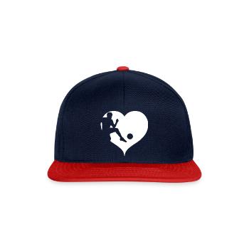 Fußball Soccer Fußballspieler Herz Silhouette - Snapback Cap - Navy/Rot - Vorne