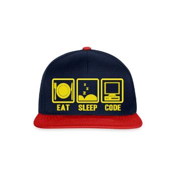 EAT SLEEP CODE Drôle de vie d’un programmeur - Casquette snapback - bleu marine/rouge - Devant