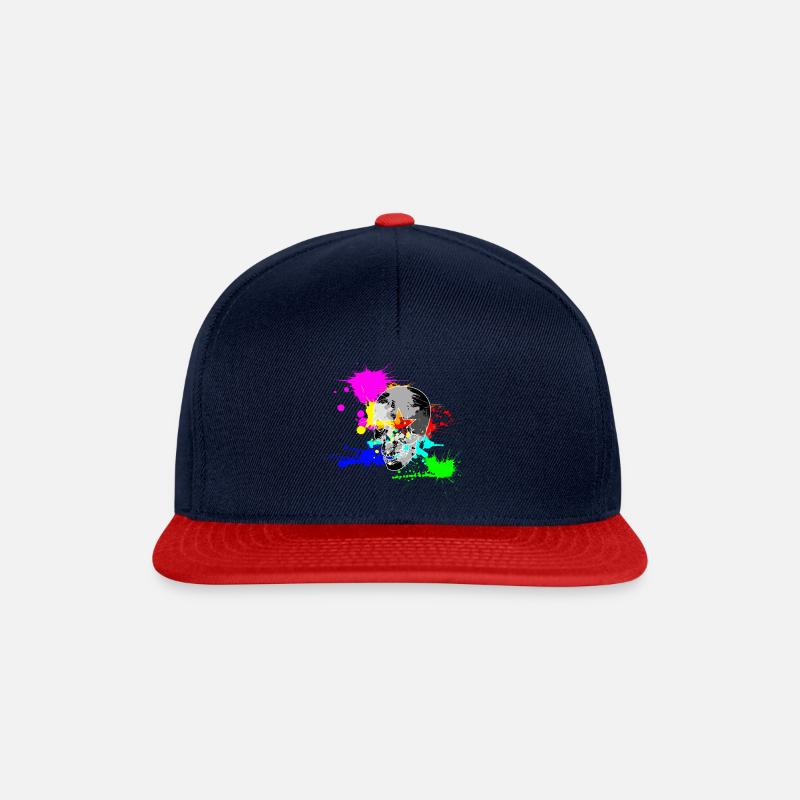 Skull Star splash - Snapback Cap - navy/red