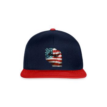 Drapeau américain peint sur un poing - USA - Casquette snapback - bleu marine/rouge - Devant