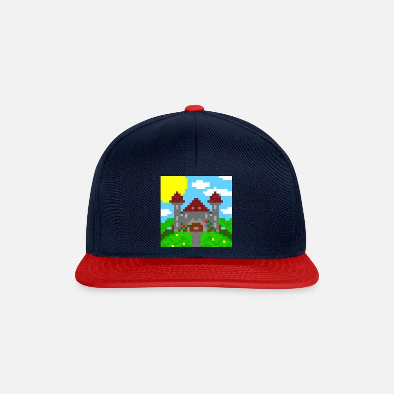 Petit château de pixels paisible. - Casquette snapback - bleu marine/rouge