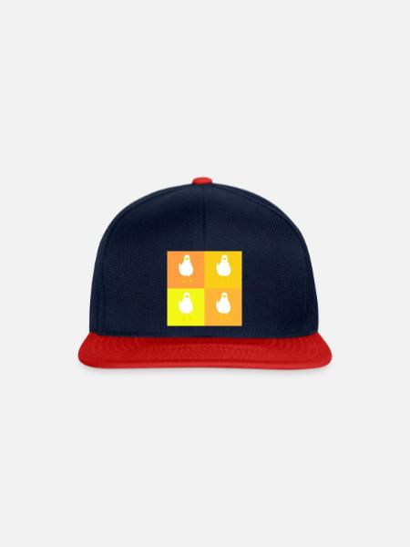 MeinsMeinsMeins - gelbes Möwen Pop up - Snapback Cap - Navy/Rot