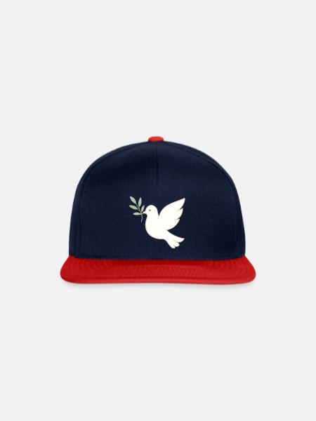 Friedenstaube mit Olivenzweig - Snapback Cap - Navy/Rot