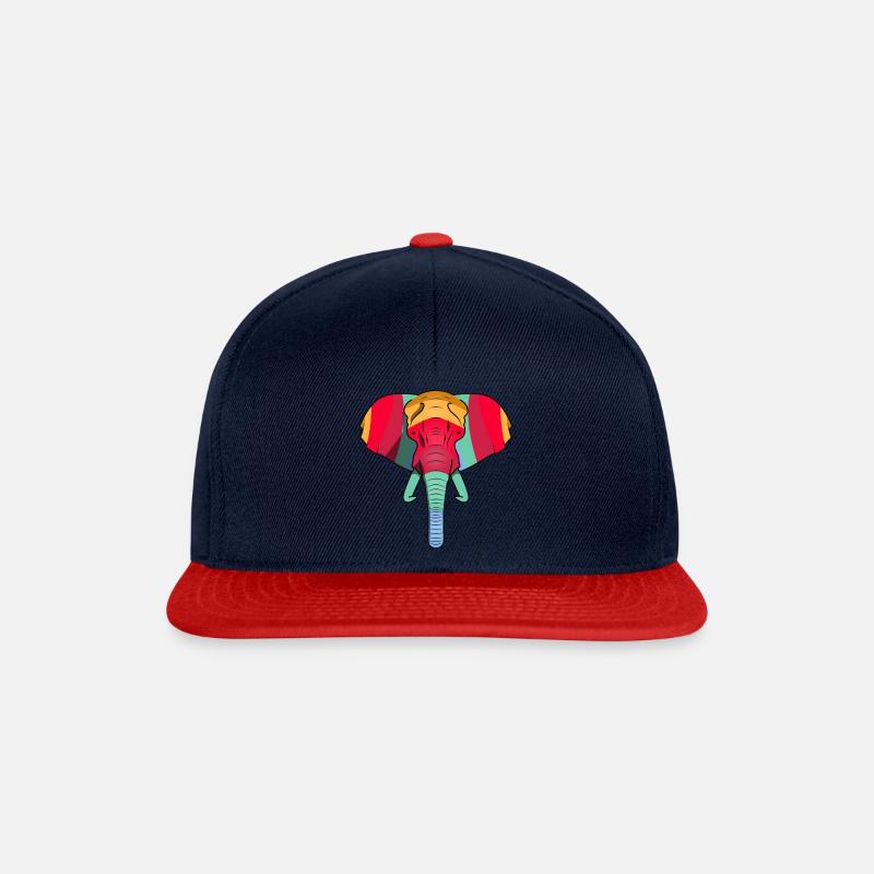 Bunter Elefant mit Umrissen - Snapback Cap - Navy/Rot