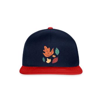 Umarmen Sie die Schönheit des Herbstes - Snapback Cap - Navy/Rot - Vorne