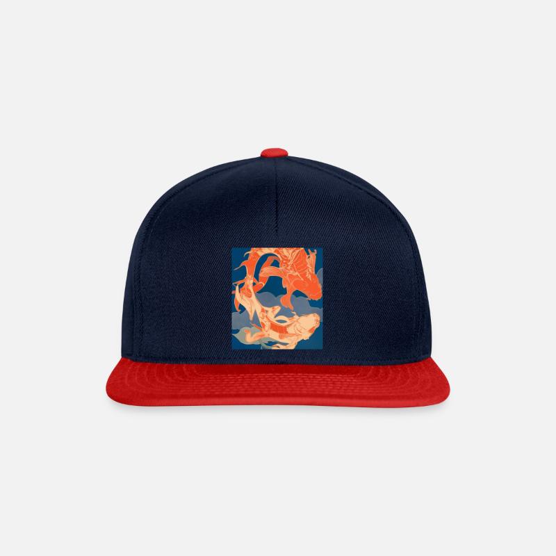 red kois swimming - Snapback Cap - Navy/Rot