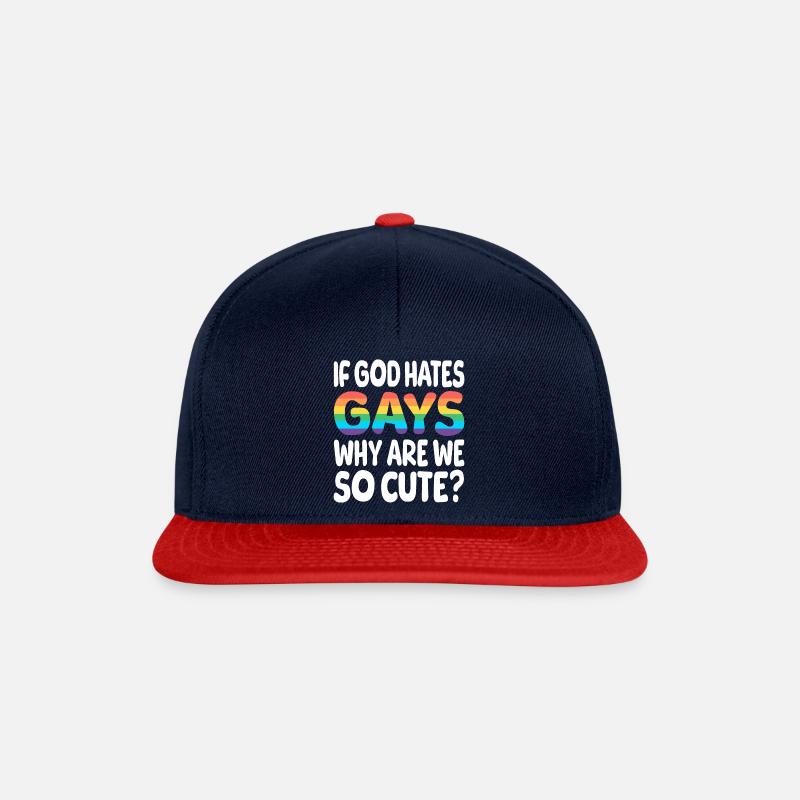 If god hates gays why are we so cute? - Snapback Cap - Navy/Rot