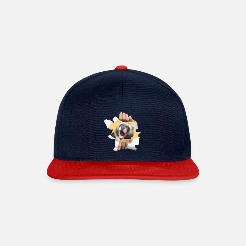 A ferret at home - Snapback Cap - navy/red