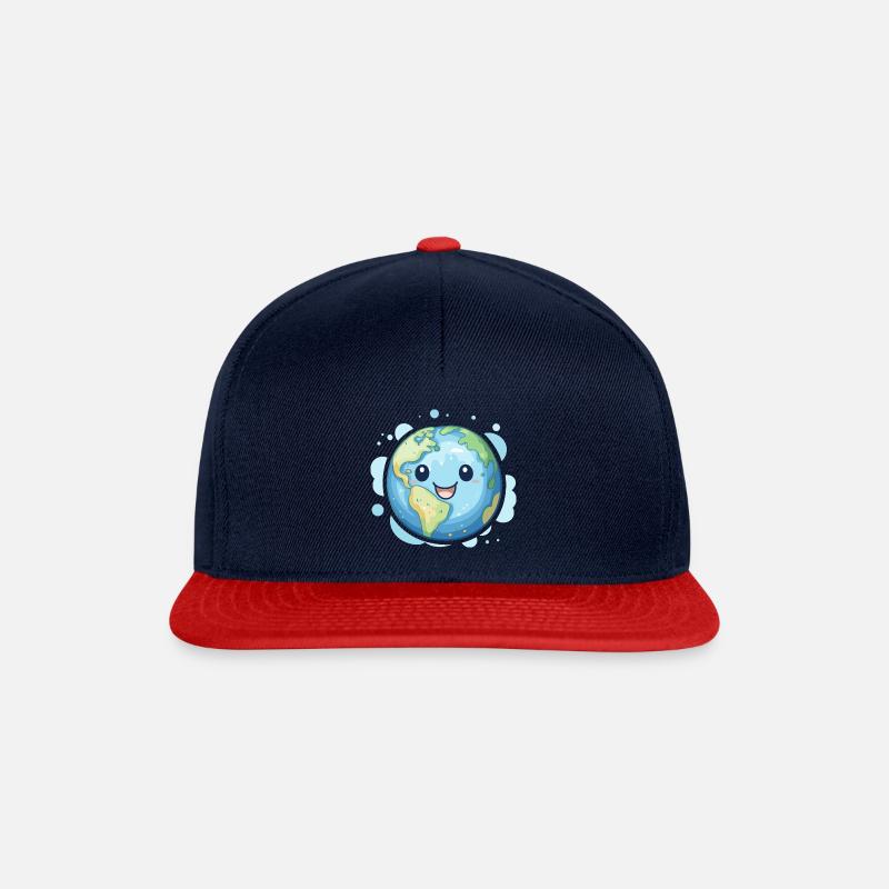 Comic Planet im Kawaii Style - Snapback Cap - Navy/Rot