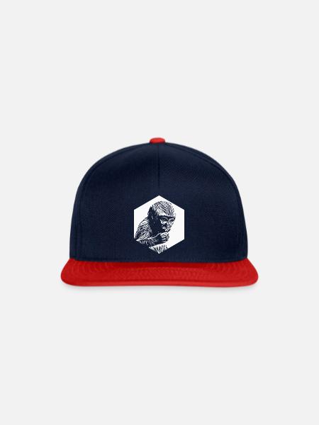 Äffchen nachdenklich Sechseck - Snapback Cap - Navy/Rot