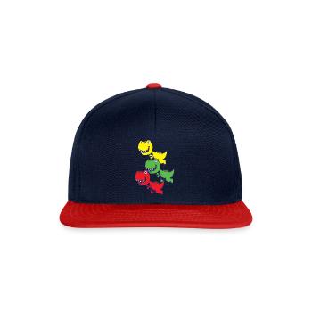 Dinosaurier T-Rex Babys - Snapback Cap - Navy/Rot - Vorne
