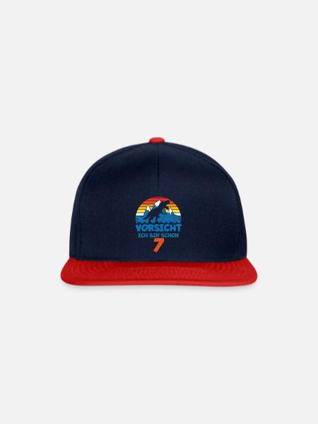 Geburtstag 7 Jahre Dino, T-Rex T-Shirt Sieben - Snapback Cap - Navy/Rot