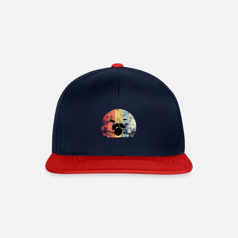 Drums Drummer Retro Grunge Gift Drums - Snapback Cap - navy/red