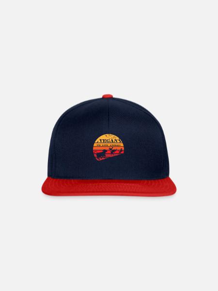 Vegan Vintage Sonne | Schönes Retro für Veganer - Snapback Cap - Navy/Rot