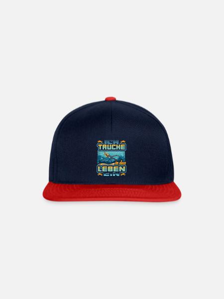 Taucher, Tauchen, Dive, Diving - Snapback Cap - Navy/Rot