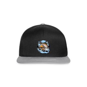 Rainbow Trout Fly Fishing print - Snapback Cap - black/grey - Front