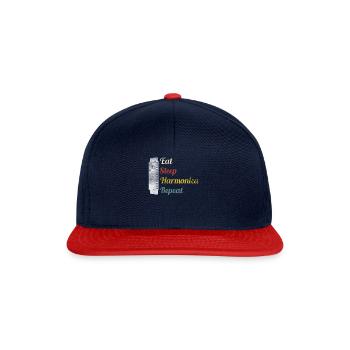 Mangez Sleep Harmonica Répétez Harmonica - Casquette snapback - bleu marine/rouge - Devant